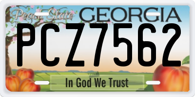 GA license plate PCZ7562
