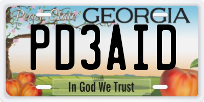 GA license plate PD3AID