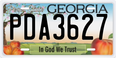 GA license plate PDA3627