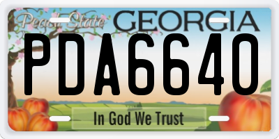 GA license plate PDA6640