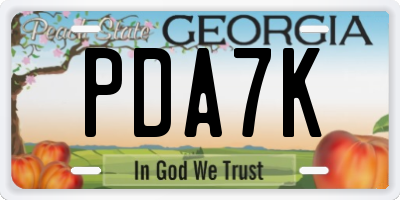 GA license plate PDA7K