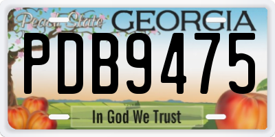 GA license plate PDB9475