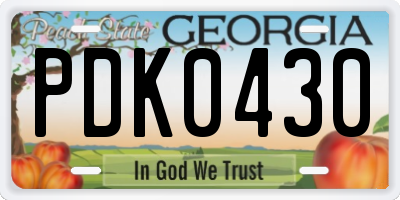 GA license plate PDK0430