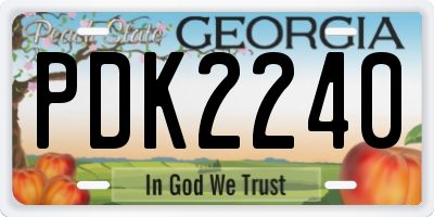 GA license plate PDK2240