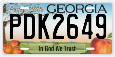 GA license plate PDK2649