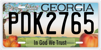 GA license plate PDK2765