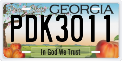 GA license plate PDK3011