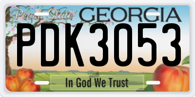 GA license plate PDK3053
