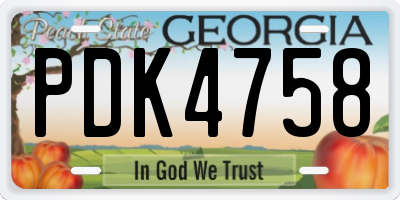 GA license plate PDK4758
