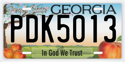 GA license plate PDK5013