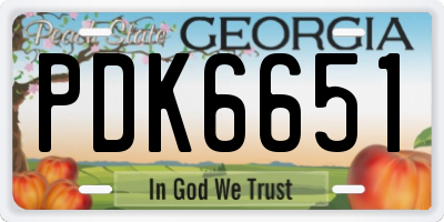 GA license plate PDK6651