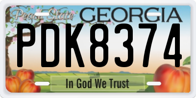 GA license plate PDK8374