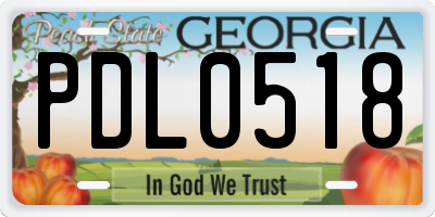 GA license plate PDL0518