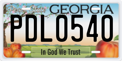 GA license plate PDL0540