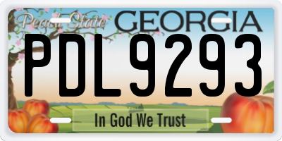 GA license plate PDL9293