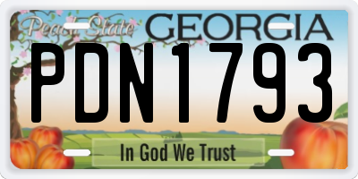 GA license plate PDN1793