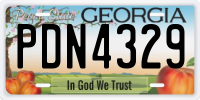 GA license plate PDN4329