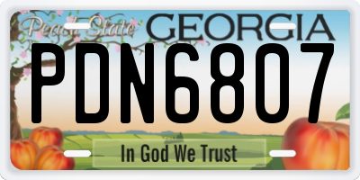 GA license plate PDN6807