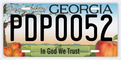 GA license plate PDP0052