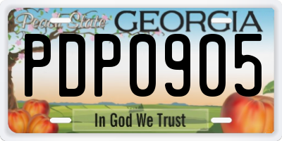 GA license plate PDP0905