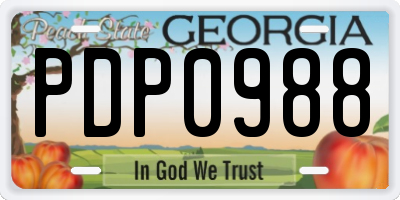 GA license plate PDP0988