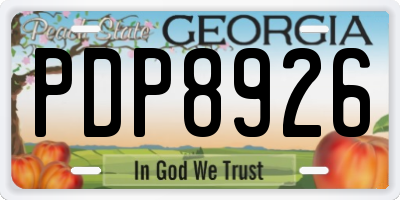 GA license plate PDP8926