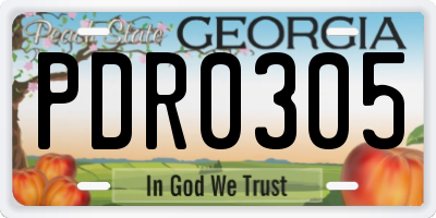 GA license plate PDR0305