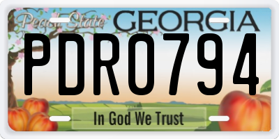 GA license plate PDR0794