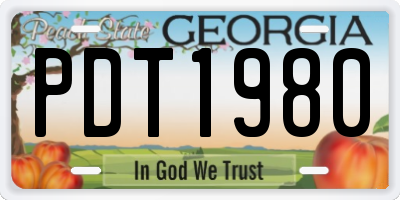 GA license plate PDT1980