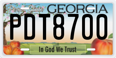GA license plate PDT8700