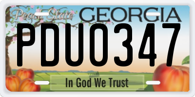 GA license plate PDU0347