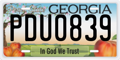 GA license plate PDU0839