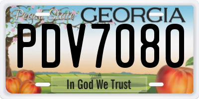 GA license plate PDV7080