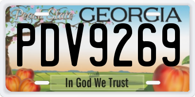 GA license plate PDV9269