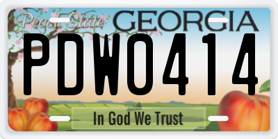 GA license plate PDW0414