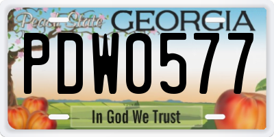 GA license plate PDW0577