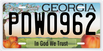 GA license plate PDW0962