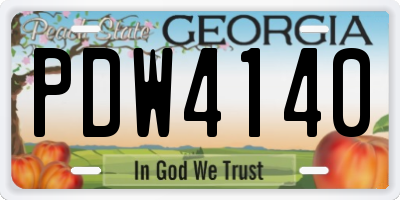 GA license plate PDW4140