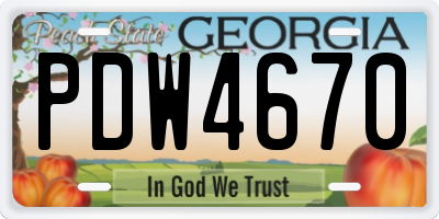 GA license plate PDW4670