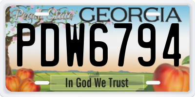 GA license plate PDW6794