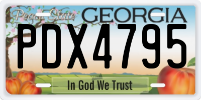 GA license plate PDX4795