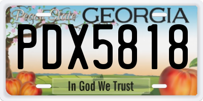 GA license plate PDX5818