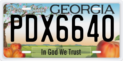 GA license plate PDX6640