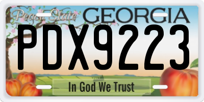 GA license plate PDX9223