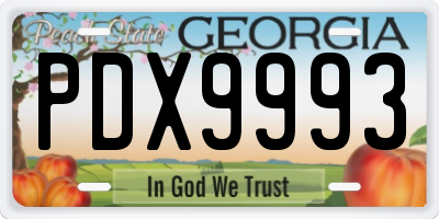 GA license plate PDX9993