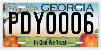 GA license plate PDY0006