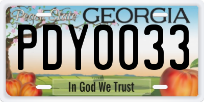 GA license plate PDY0033