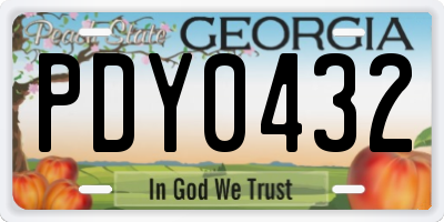 GA license plate PDY0432