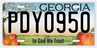 GA license plate PDY0950