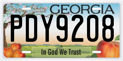 GA license plate PDY9208